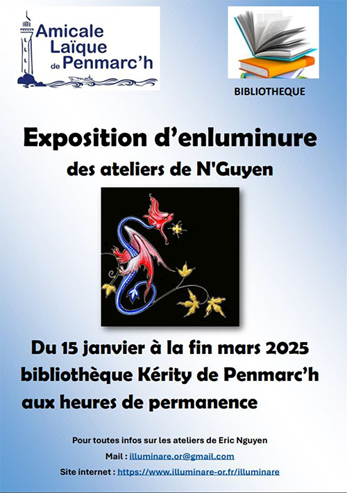 Bibliothèque : exposition d'enluminure